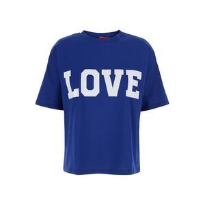 Merci Women Blue T-Shirt With Round Neck In Cotton For Women